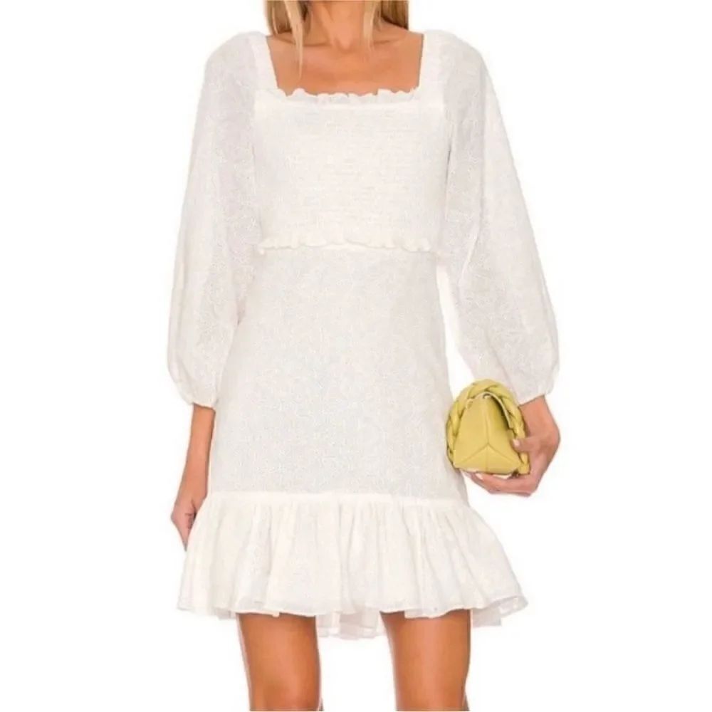 NWT Veronica Beard Denise Smocked
Bodice Peplum PuffSleeve Mini Dress-S6